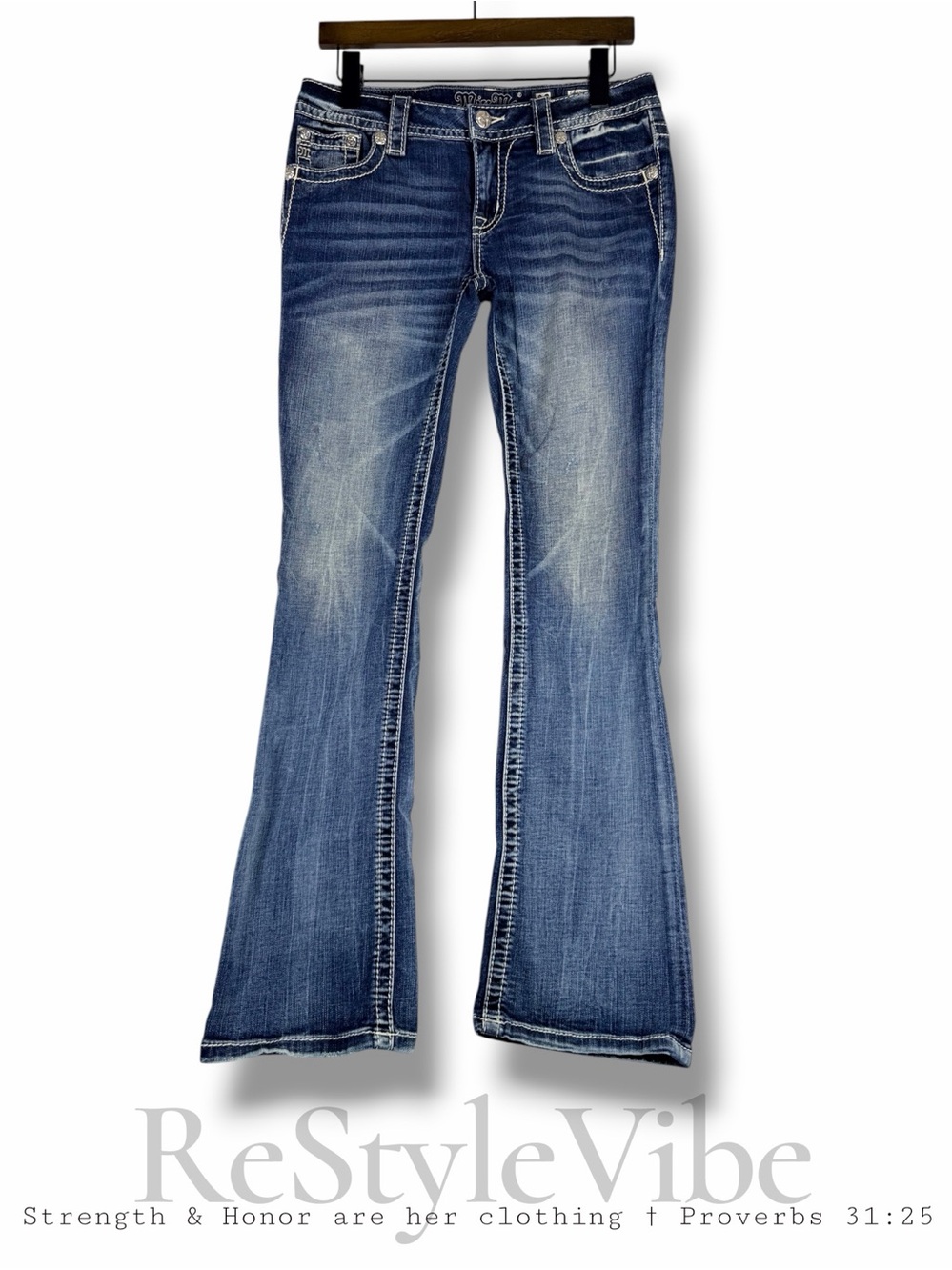 MISS ME Women’s Size 28 Denim Jeans Slim Boot Fit Bootcut Style Stretch Low Rise